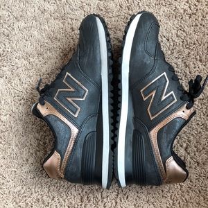 New balance black and rose gold sneakers